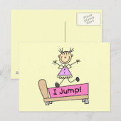 Op de Bed Stick Figuur Girl pompen Briefkaart (Voorkant / Achterkant)