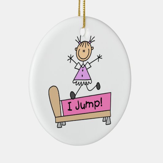 Op de Bed Stick Figuur Girl pompen Keramisch Ornament (Rechts)