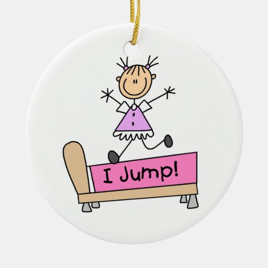 Op de Bed Stick Figuur Girl pompen Keramisch Ornament (Voorkant)