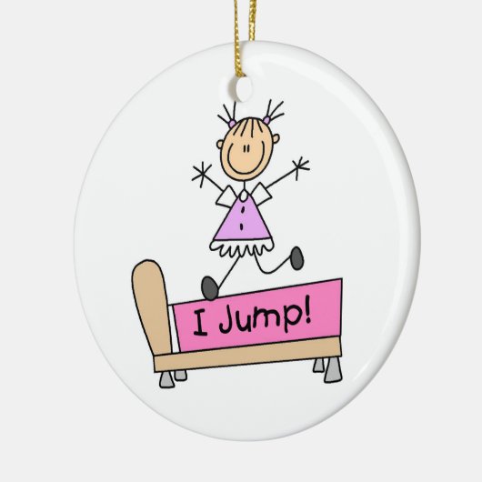 Op de Bed Stick Figuur Girl pompen Keramisch Ornament (Links)