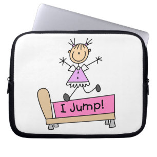 Op de Bed Stick Figuur Girl pompen Laptop Sleeve