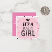 Op de begroting afgestemde geboorte baby girl aank notitiekaartje (Voorkant / Achterkant in situ)