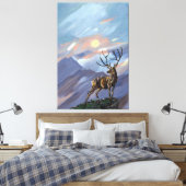 Op de berg blijven met moonlight - Abstracte verf Canvas Afdruk (Insitu (Slaapkamer))