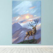 Op de berg blijven met moonlight - Abstracte verf Canvas Afdruk (Insitu (Houten vloer))