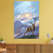 Op de berg blijven met moonlight - Abstracte verf Canvas Afdruk (Insitu (Woonkamer))