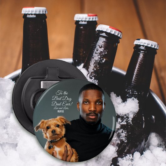 Op de beste maatfoto van de hond vader ooit button flesopener