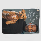 Op de beste maatfoto van de hond vader ooit golfhanddoek (Horizontaal)