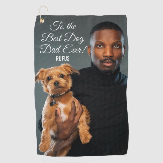 Op de beste maatfoto van de hond vader ooit golfhanddoek (Voorkant)