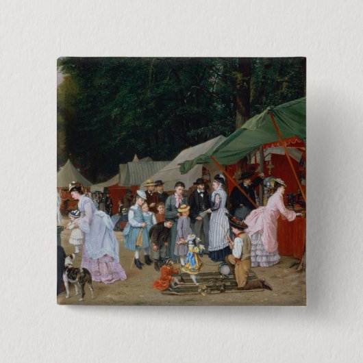 Op de beurs 1877 vierkante button 5,1 cm (Voorkant)