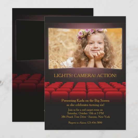 Op de Big Screen Photo Invitation Kaart (Voorkant / Achterkant)