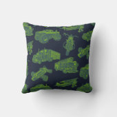 Op de Blauwe en Groene Bewegende Voertuigen Auto's Kussen (Achterkant)