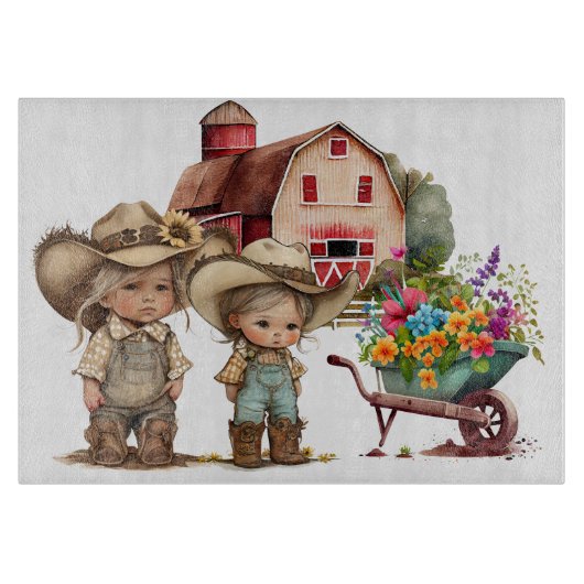 Op de boerderij  snijplank (Voorkant)