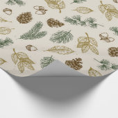op de bosbodem rustic pinecones evergreen cadeaupapier (Hoek)