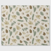 op de bosbodem rustic pinecones evergreen cadeaupapier (Vlak)