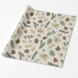 op de bosbodem rustic pinecones evergreen cadeaupapier