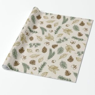 op de bosbodem rustic pinecones evergreen cadeaupapier
