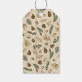 Op de bosbodem rustieke pinecones evergreen cadeaulabel (Achterkant)