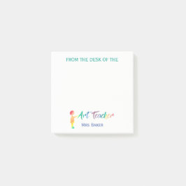Op de bureau van de kunstleraar gepersonaliseerde  post-it® notes