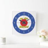 "Op de Button" Curler - (Blauw) Vierkante Klok (Huis)