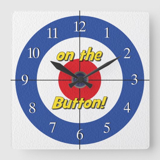 "Op de Button" Curler - (Blauw) Vierkante Klok (Voorkant)