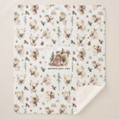 Op de Cabin | Familienaam kersttand Sherpa Deken (Voorkant)