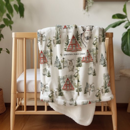 Op de Cabin | Familienaam kersttand Sherpa Deken