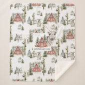 Op de Cabin | Familienaam kersttand Sherpa Deken (Voorkant)