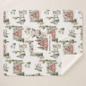 Op de Cabin | Familienaam kersttand Sherpa Deken (Voorkant (horizontaal))