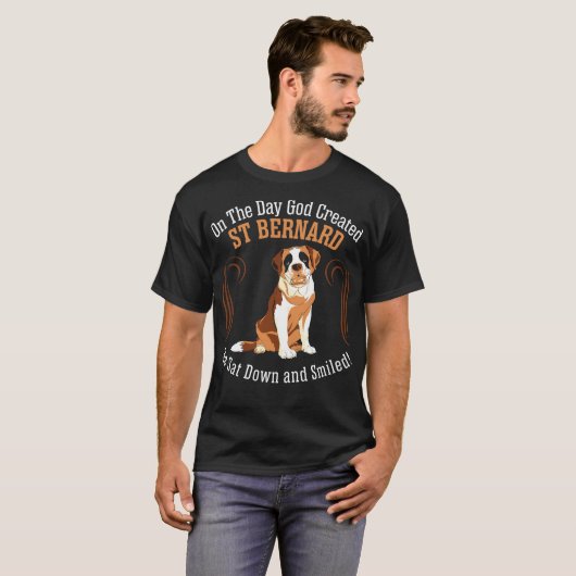 Op de dag Creëer God sint-Bernard Dog lauw T-shirt (Voorkant volledig)
