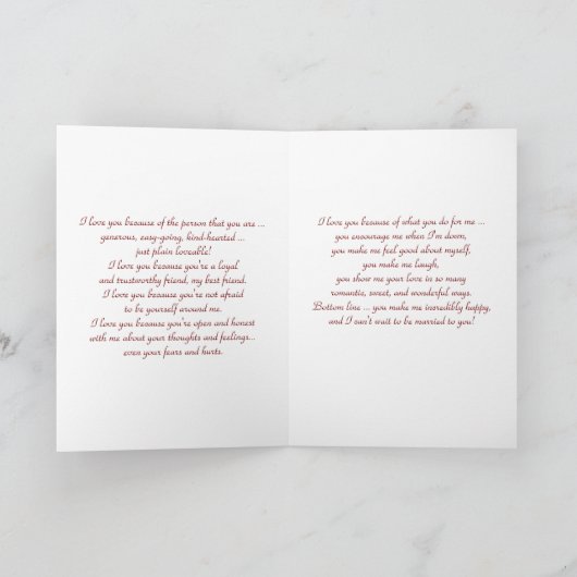 Op de dag van de bruiloft tot verloofde waarom ik  kaart (Binnen)