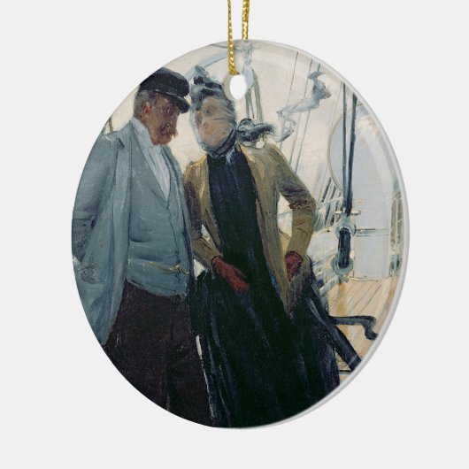 Op de doek (olie op doek) keramisch ornament (Links)