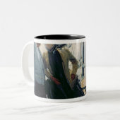 Op de doek (olie op doek) tweekleurige koffiemok (Voorkant links)