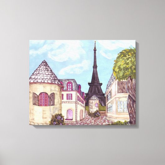 Op de Eiffeltoren van Parijs geïnspireerde landsch Canvas Afdruk (Voorkant)