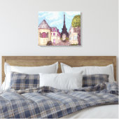 Op de Eiffeltoren van Parijs geïnspireerde landsch Canvas Afdruk (Insitu (Slaapkamer))