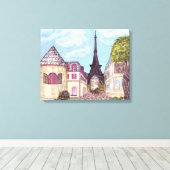 Op de Eiffeltoren van Parijs geïnspireerde landsch Canvas Afdruk (Insitu (Houten vloer))