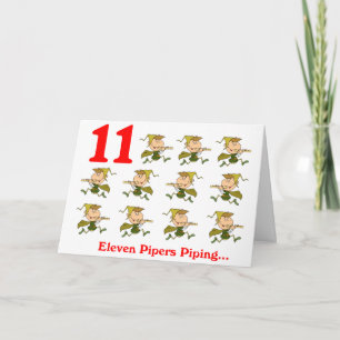 Op de elfde dag van de kerstviering feestdagen kaart