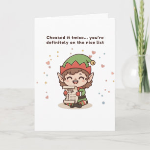 Op de fijne lijst Cute Puchi Dōshi Elf Kerstmis Kaart