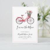 Op de Floral Bicycle New Address Home Moving Aankondiging (Staand voorkant)