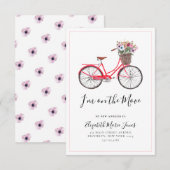 Op de Floral Bicycle New Address Home Moving Aankondiging (Voorkant / Achterkant)