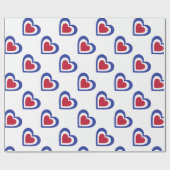 Op de Franse vlag geïnspireerde harten Cadeaupapier (Vlak)
