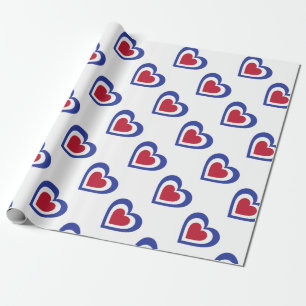 Op de Franse vlag geïnspireerde harten Cadeaupapier