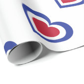 Op de Franse vlag geïnspireerde harten Cadeaupapier (Rol Hoek)