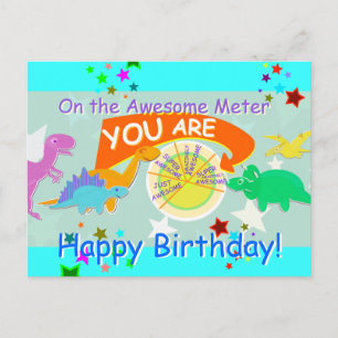 Op de Geweldige meter Cartoon Dinosaur Birthday Briefkaart