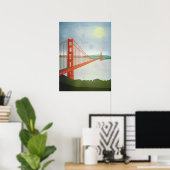 Op de Golden Gate Bridge Poster (Thuiskantoor)