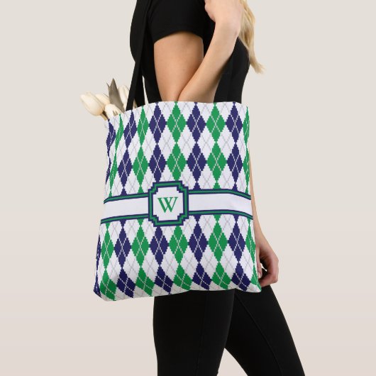 Op de Green Argyle All-Over-Print tas (Dichtbij)