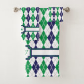 Op de Green Argyle Towel Set Bad Handdoek (Insitu)