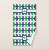 Op de Green Argyle Towel Set Bad Handdoek (Handdoek)