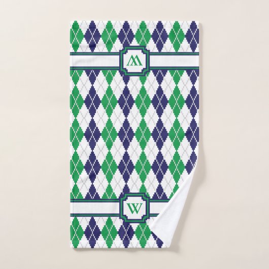 Op de Green Argyle Towel Set Bad Handdoek (Handdoek)
