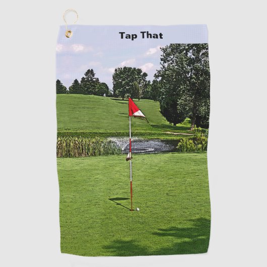 Op de groene aangepaste tekst golfhanddoek (Voorkant)