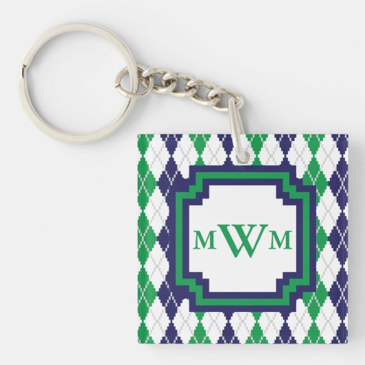 Op de groene Argyle-acryl sleutelhanger (Voorkant)